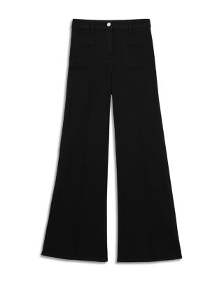 Petite Sakura Flare Patch Pocket Jeans in Black