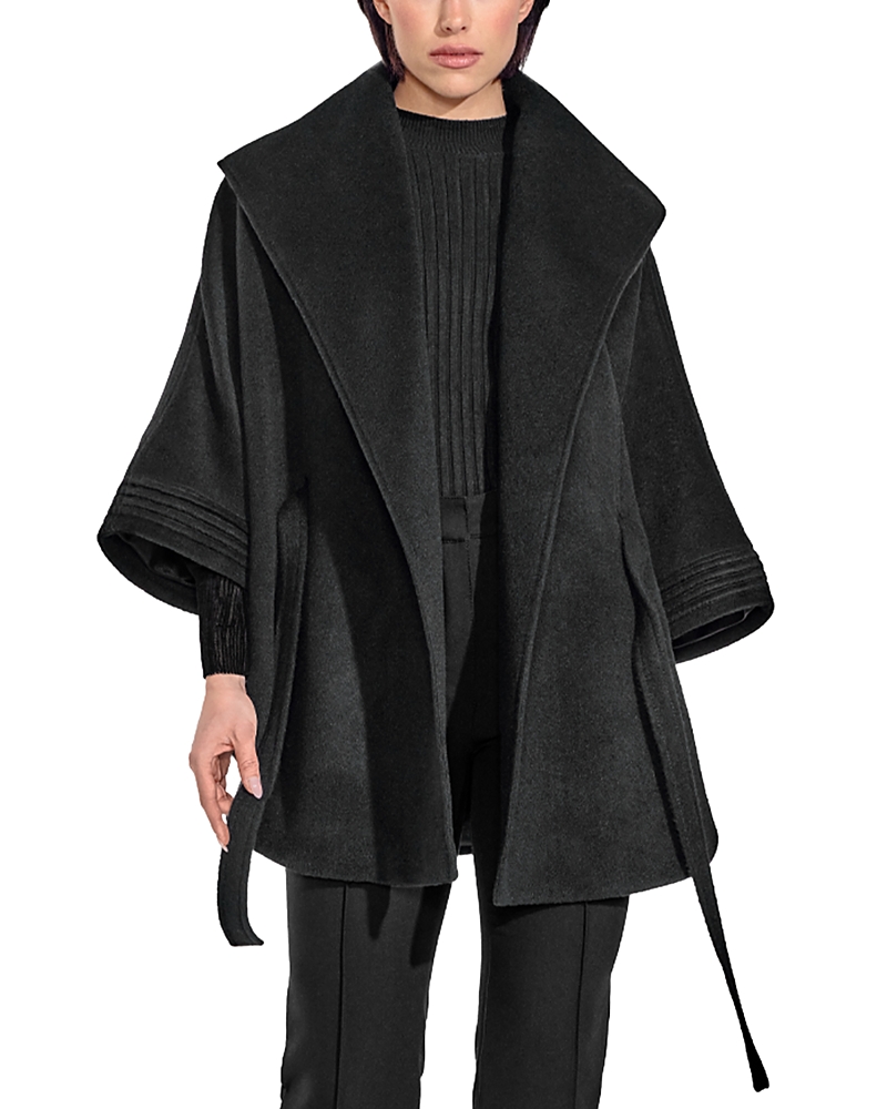 Sentaler Belted Shawl Collar Cape Coat In Black