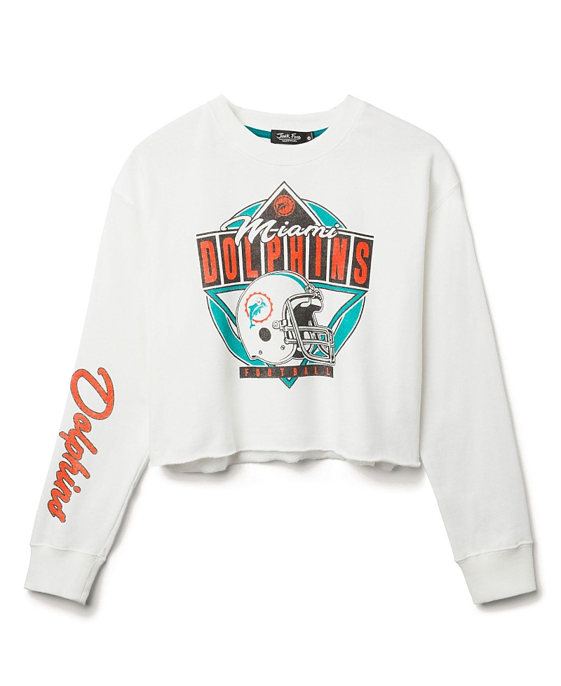 Junk Food Clothing Women's Nfl Miami Dolphins Helmet Crop Fleece