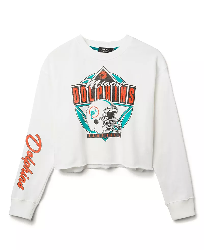 Junk Food Clothing Women's Nfl Miami Dolphins Helmet Crop Fleece