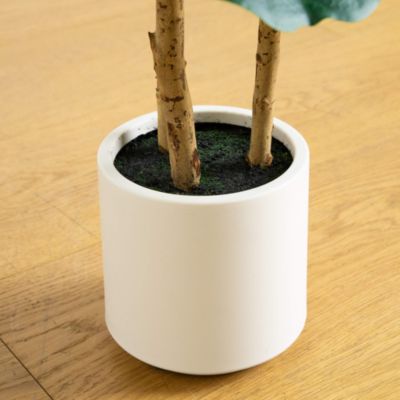3&#39; Artificial Fiddle Leaf Tree in Decorative White Planter