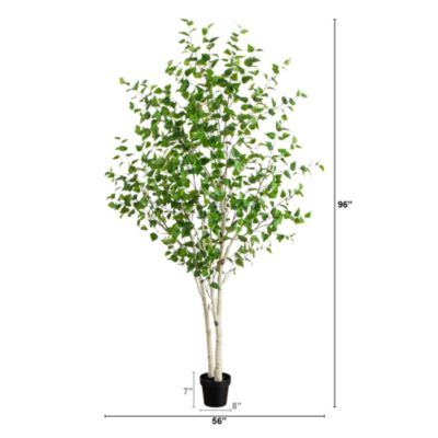 8' Artificial Birch Tree with Real Touch Leaves
