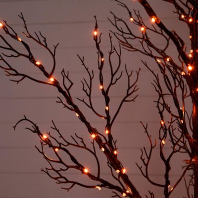 5' Pre-Lit Halloween Minimalist Twig Artificial Fall Tree with 240 Orange & Purple LED Lights