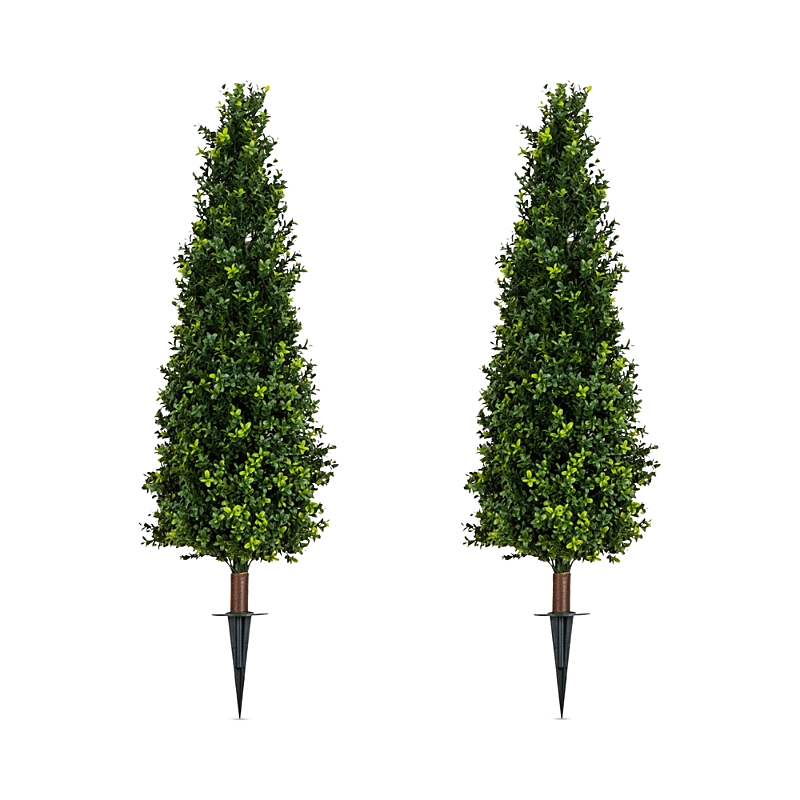 Nearly Natural 4' Uv Resistant Artificial Boxwood Plant with Integrated Ground Stake (Indoor/Outdoor) - Set of 2