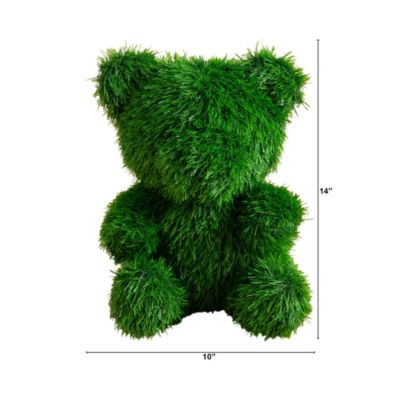 14" UV Resistant Artificial Grass Garden Plush Topiary Bear (Indoor/Outdoor)