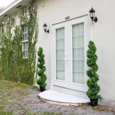 5' UV Resistant Boxwood Spiral Topiary Artificial Tree in Decorative Planter (Indoor/Outdoor)