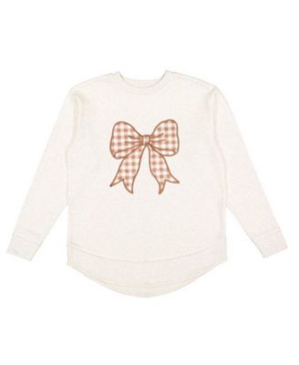  Woman Gingham Bow Patch Sweatshirt - Adult