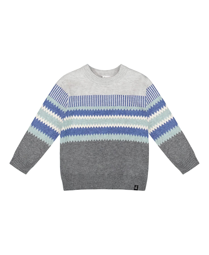 Deux Par Deux Knitted Jacquard Sweater In Gray