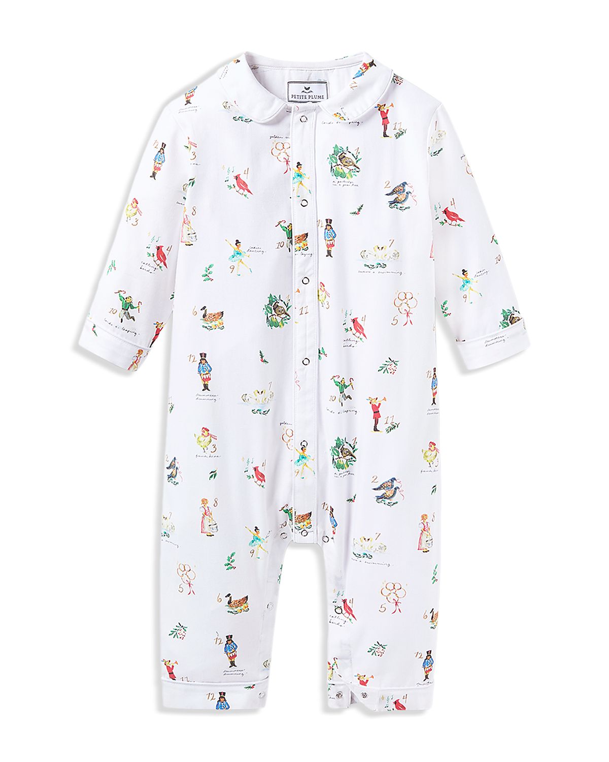 Petite Plume Unisex 12 Days of Christmas Twill Cambridge Romper - Baby