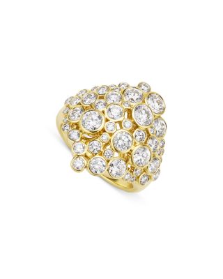 18K Yellow Gold Fizz Diamond Bezel Cluster Statement Ring