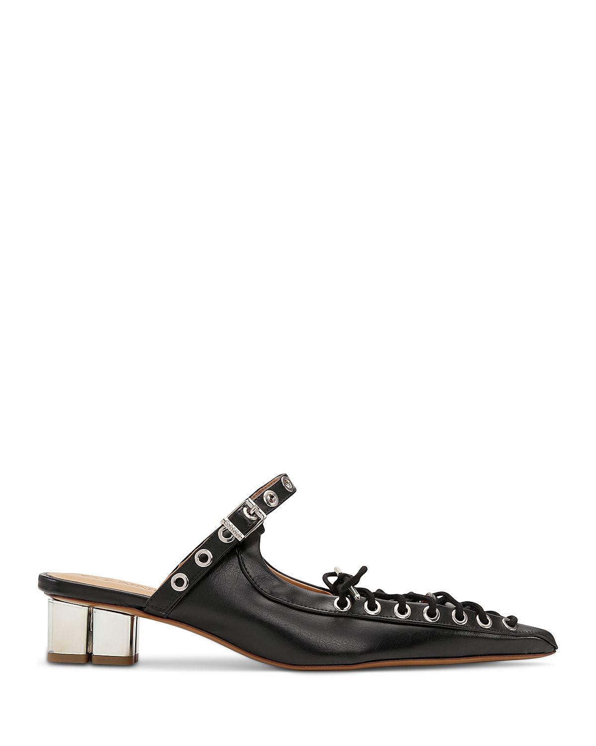 Ganni Women's Eyelets Lace Up Mule Pumps