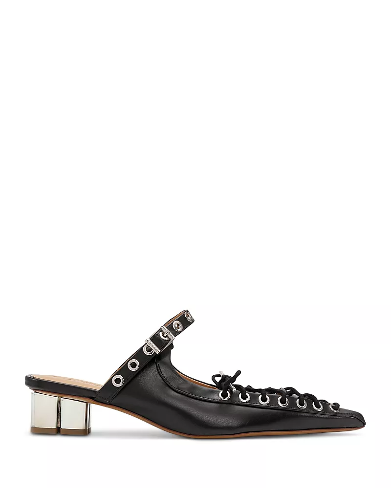 Ganni Women's Eyelets Lace Up Mule Pumps