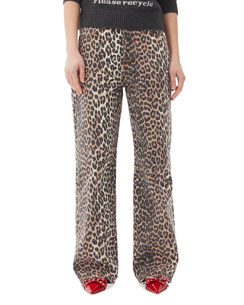 Ganni Izey Jeans In Leopard In Animal Print