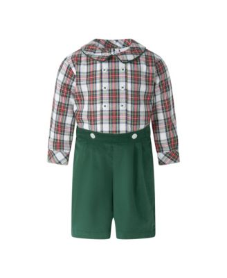  Boys' Ivory Tartan Cord Shirt and Short Set - Baby, Little Kid