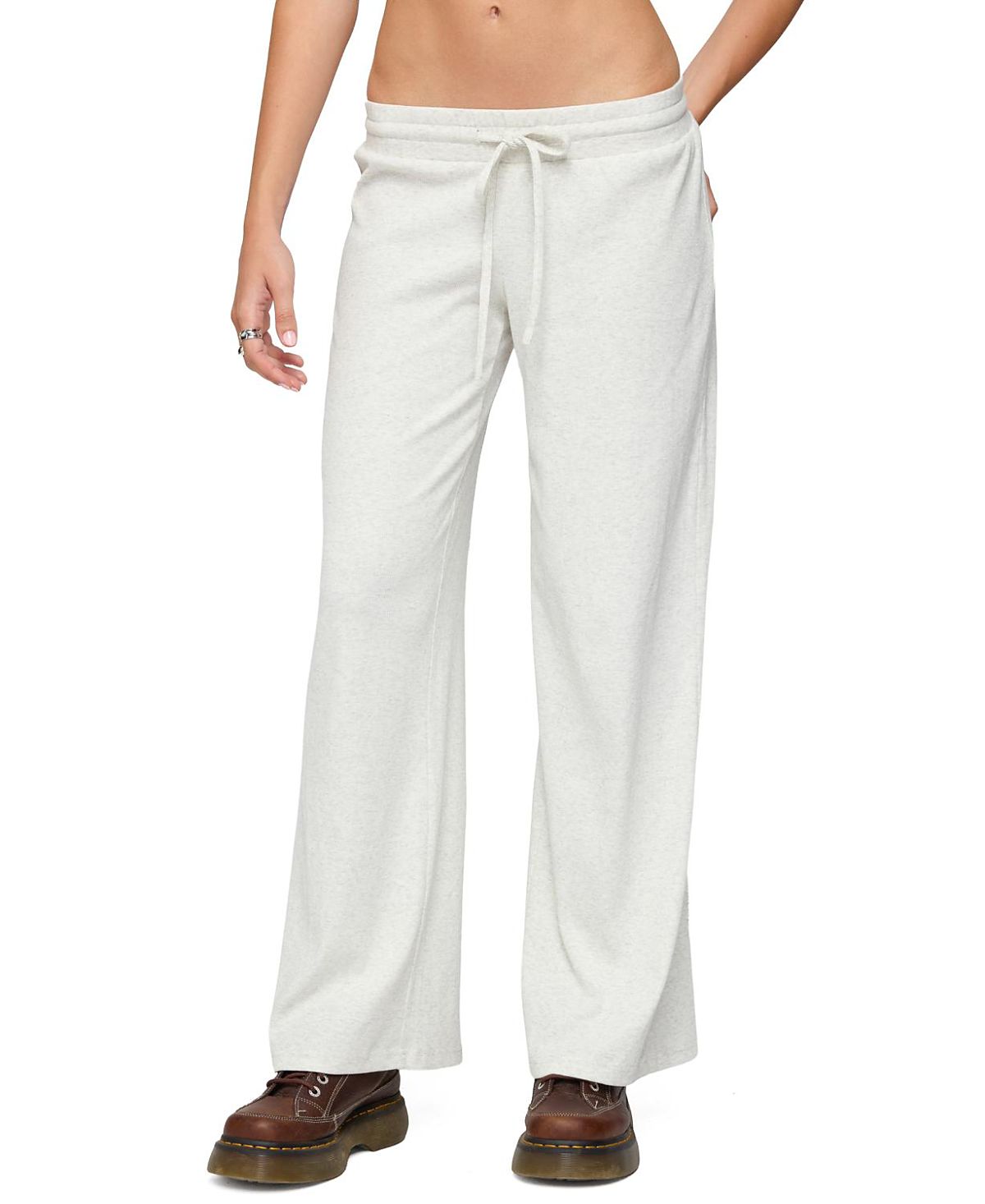 Edikted Cicilia Straight Leg Ribbed Pants