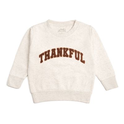  Unisex Thankful Patch Varsity Thanksgiving Sweatshirt