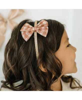 Girls' Gingham Printed Tulle Bow Headband