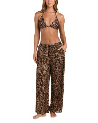 Geraldine Patch Leopard Pants Swim Cover-Up