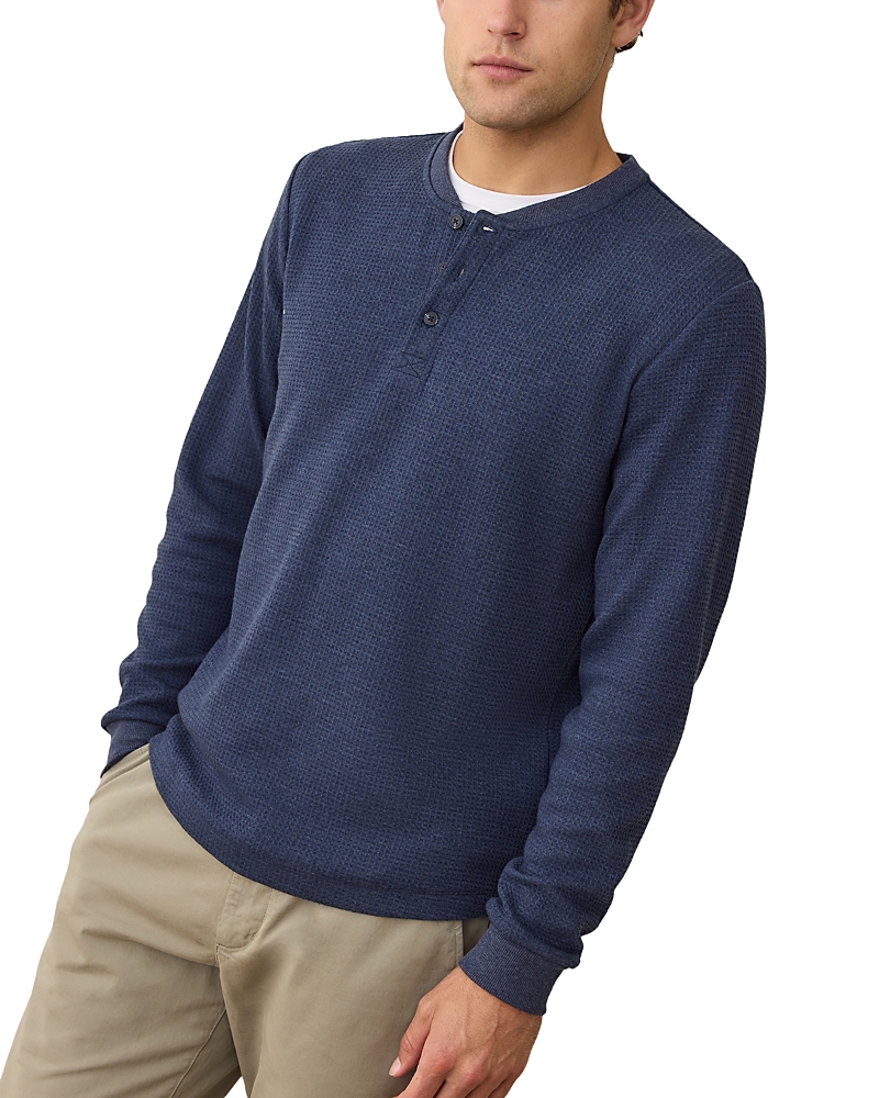 Marine Layer Long Sleeve Waffle Henley In Blue