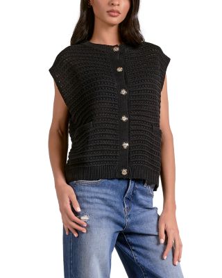 Sleeveless Open Knit Cardigan