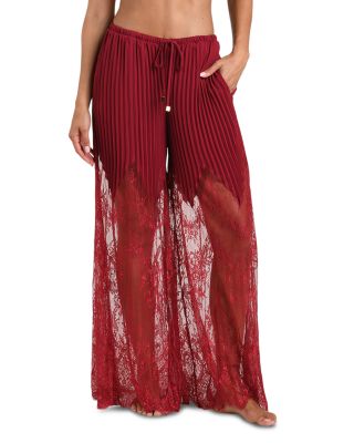 Sharon Lace Solids Wide Leg Pants Swim Cover-Up