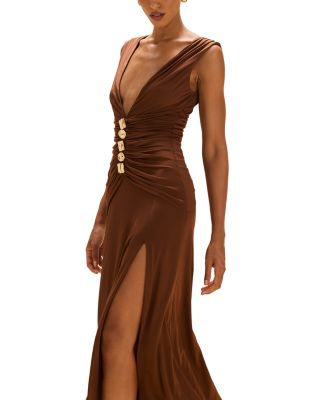 Moonlit Jersey Plunge Neck Gown