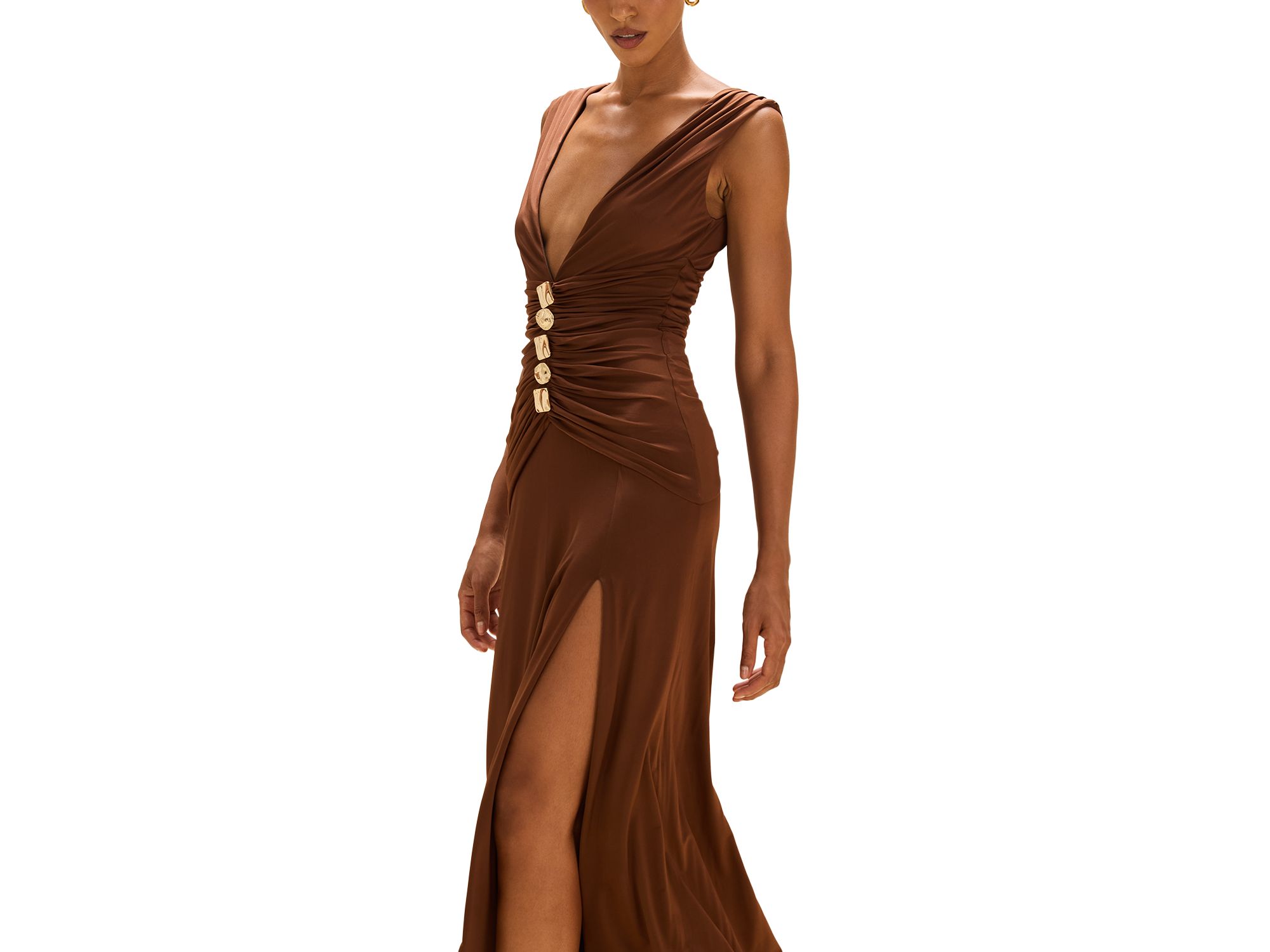 Moonlit Jersey Plunge Neck Gown — Image 4