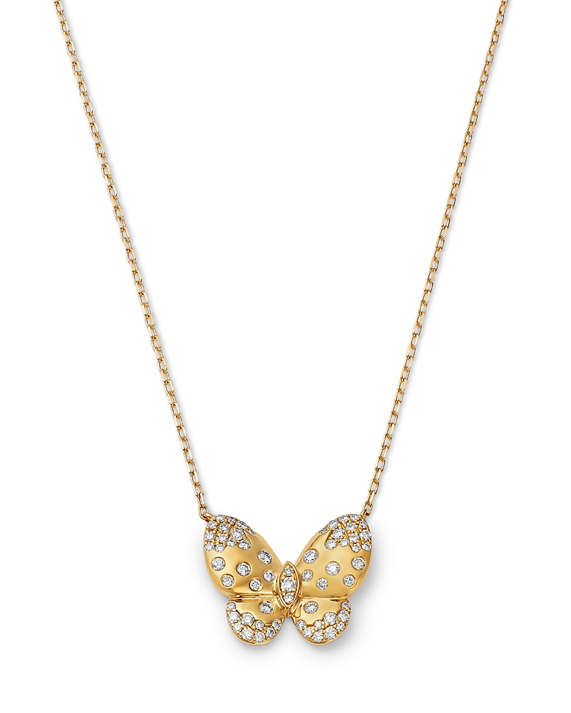 Bloomingdale's Fine Collection Diamond Butterfly Pendant Necklace In 14k Yellow Gold, 0.42 Tcw