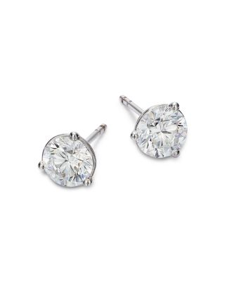 Certified Lab Grown Diamond Stud Earrings in 18K White Gold, 2.0 tcw