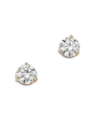 Certified Lab Grown Diamond Stud Earrings in 18K Yellow Gold, 2.0 tcw