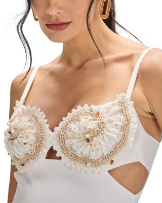 Seaweed Shell Embroidered Midi Dress