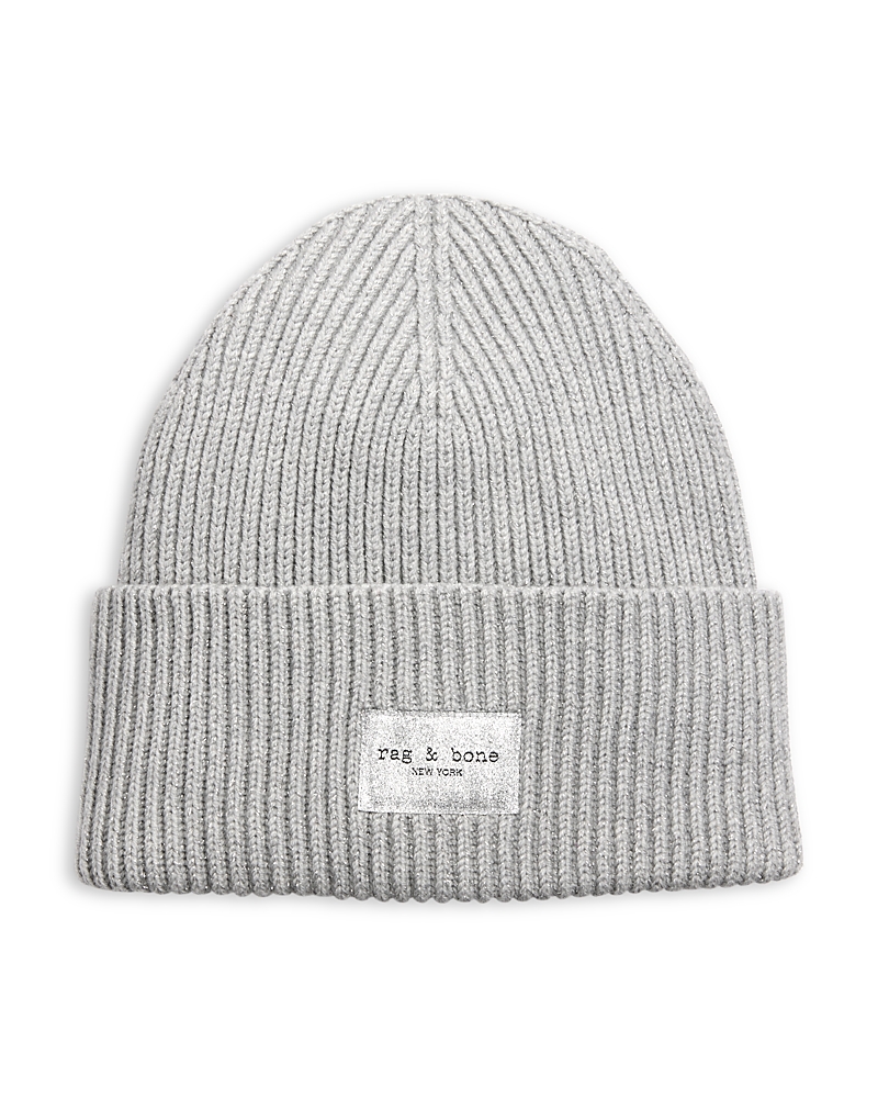 Rag & Bone Blake Metallic Wool Blend Beanie In Gray