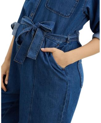 The Drapey Denim Maternity Jumpsuit