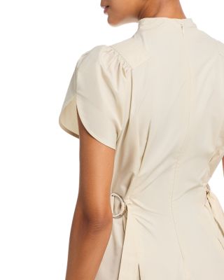 Puff Short Sleeve Side Tie Cotton Dress