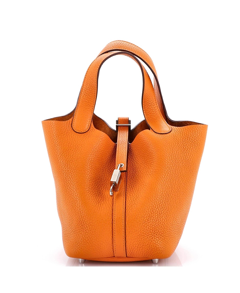 Click to view more detailed imagery on our partner's website Pre-owned Pre-owned Hermes Hermes Pm Picotin Lock Bag Clemence In Orange