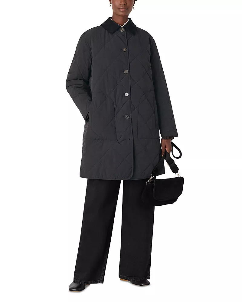 Whistles Quilted Cord Collar Coat