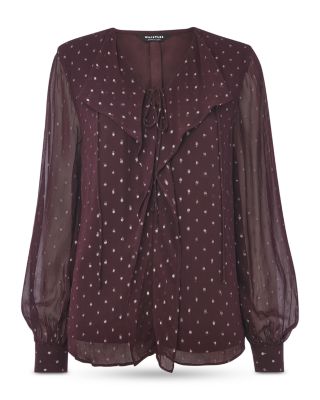 Metallic Dobby Frill Blouse