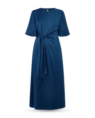 Satin Twist Waist Midi Dress