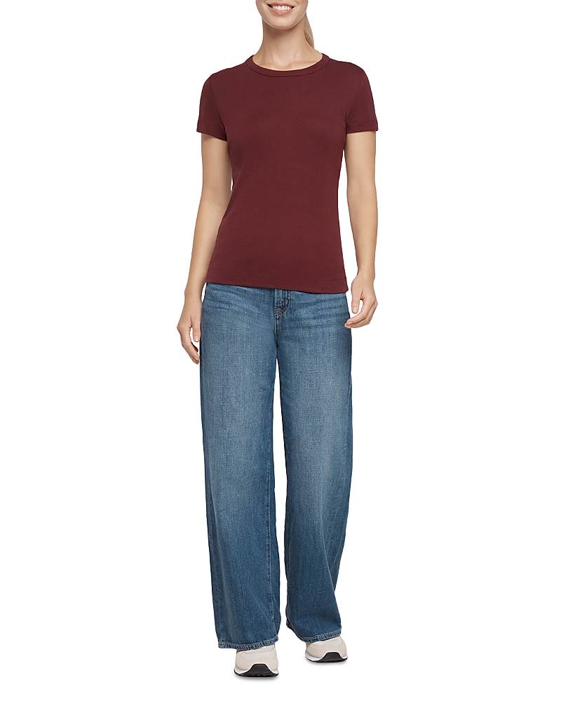 Three Dots Cotton Short Sleeve Crewneck Tee In Purple