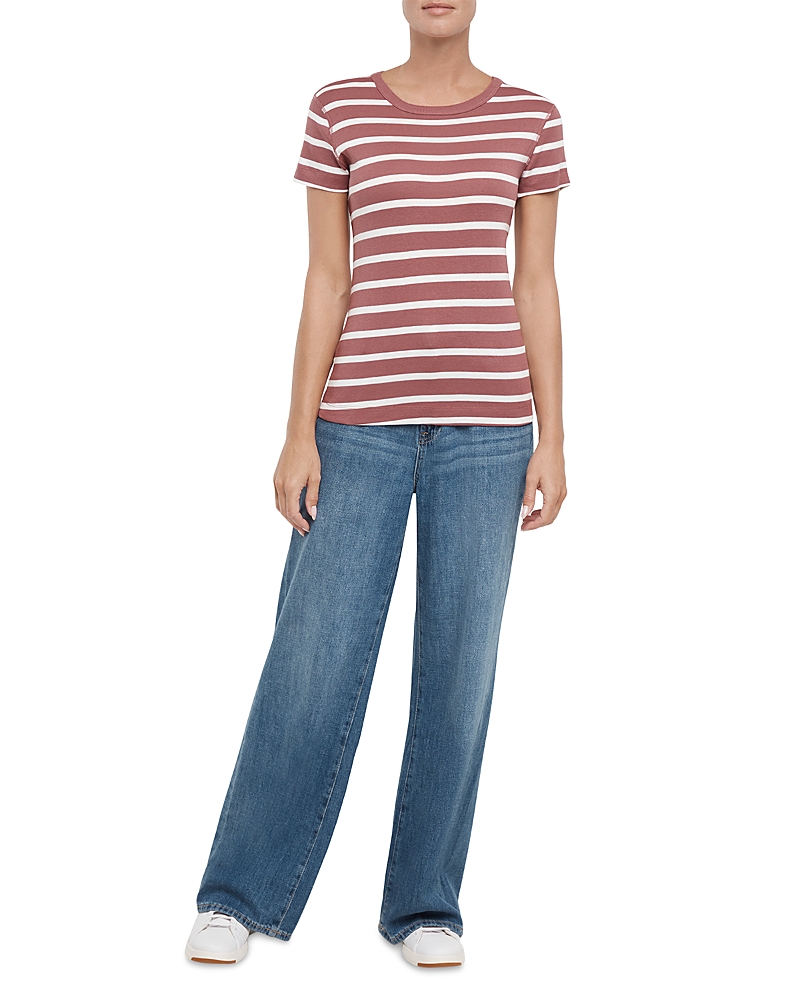 Three Dots Cotton Short Sleeve Crewneck Tee In Purple