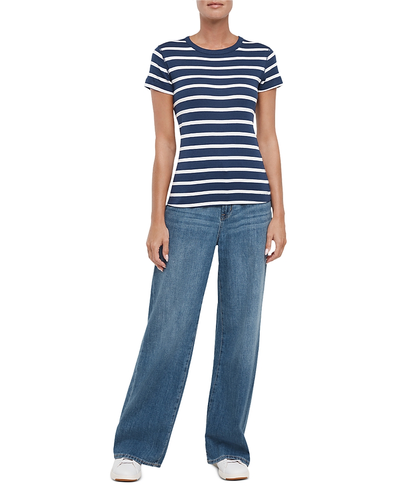 Three Dots Cotton Short Sleeve Crewneck Tee In Blue