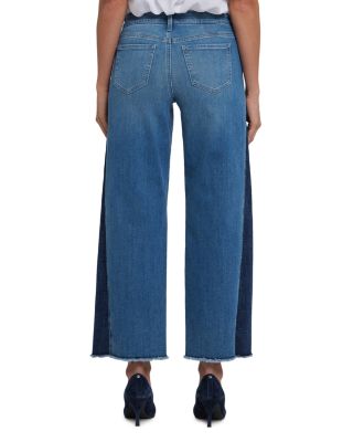 Teresa High Rise Contrast Panel Wide Leg Jeans in Avenue Blue