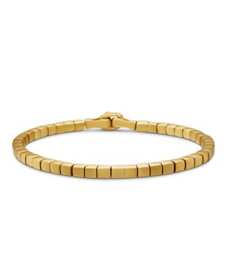 Men's 18K Yellow Gold Spiritual Beads Textured Square Link Bracelet
