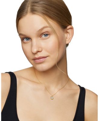 Cable Collectibles Evil Eye Charm Necklace with Blue Sapphire and Diamonds in 18K Gold