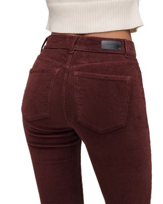 Patti High Rise Ankle Straight Corduroy Jeans in Syrah