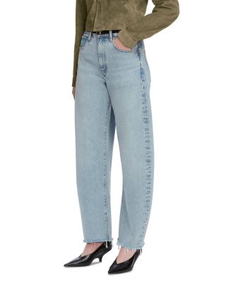 The Bubble High Rise Crop Barrel Leg Jeans in Outlaw Raw Fray