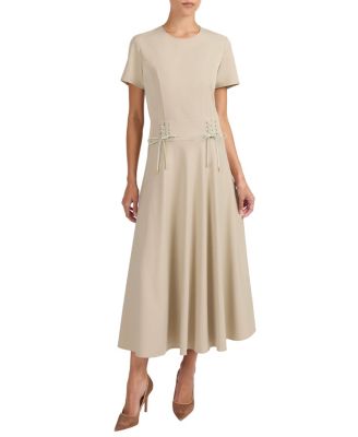 Octavia Short Sleeve Dress with Leather Lacing Detail
