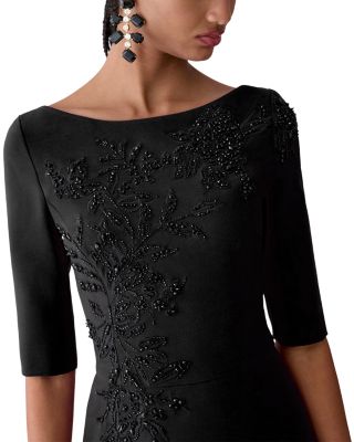 Embellished Boat Neck Dress