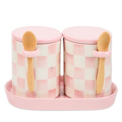 Rosy Check Farmhouse Canisters, Set of 2