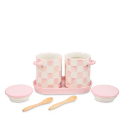 Rosy Check Farmhouse Canisters, Set of 2